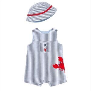 Little Me Lobster Sunsuit Romper & Hat Set || 9M